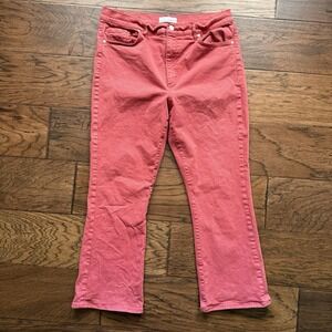 LOFT The Kick Crop Pants Red High Rise Bootcut Stretch Women's 31/12 Preppy